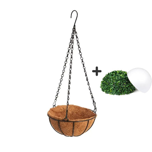 1pc Metal Hanging Flower Basket with Coconut Liner